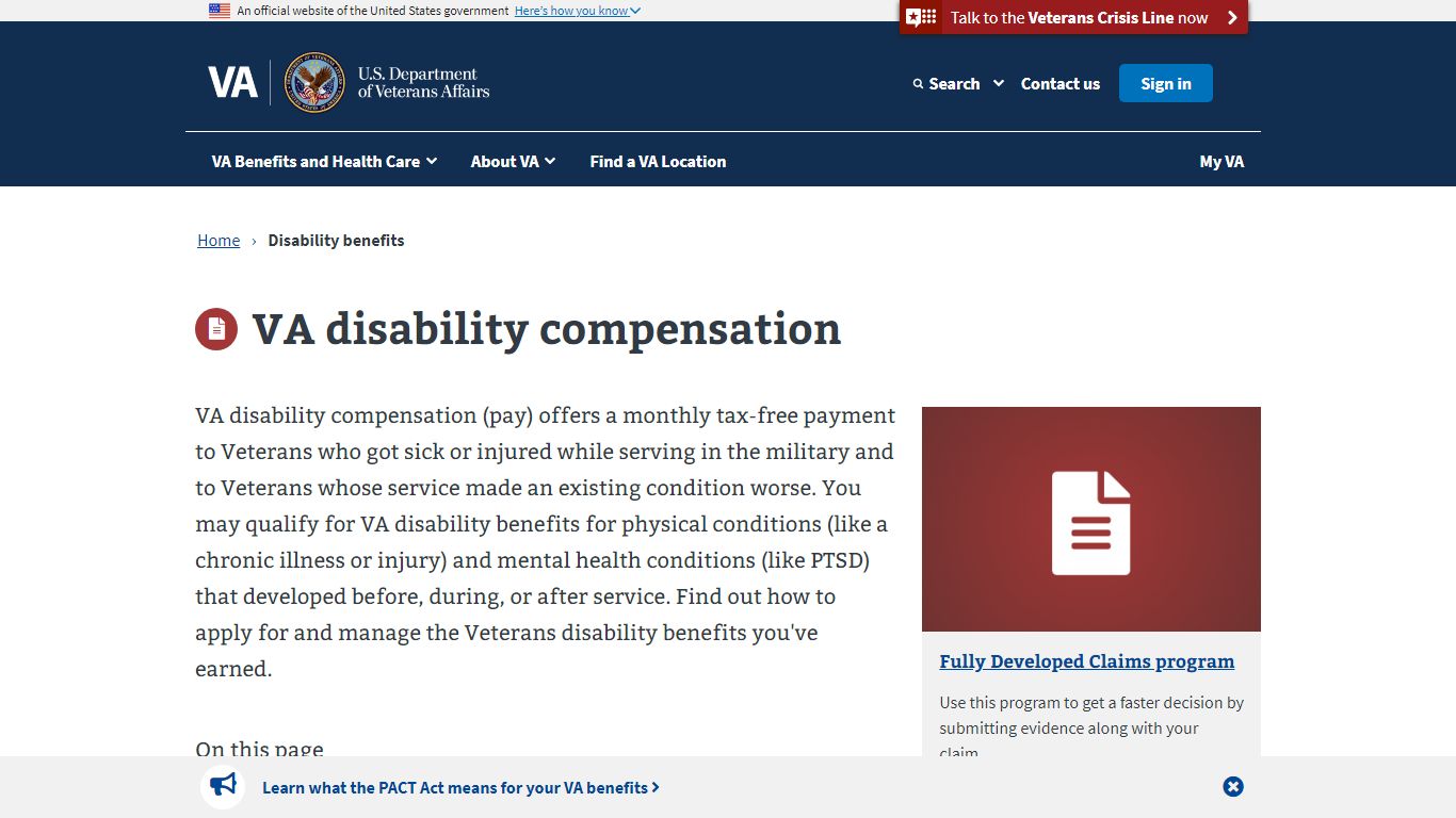 VA Disability Compensation | Veterans Affairs